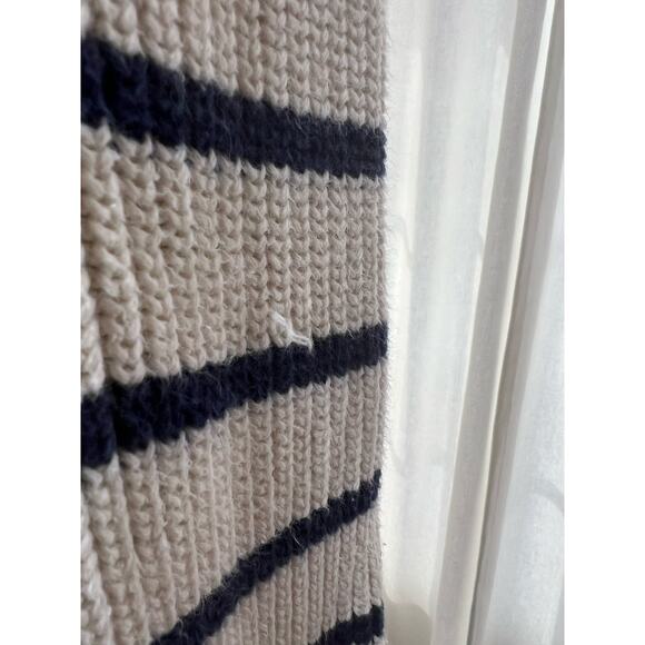 Gap Striped Mock Neck Pullover Sweater, Cream White and Navy Blue, Knit - Picture 9 of 9